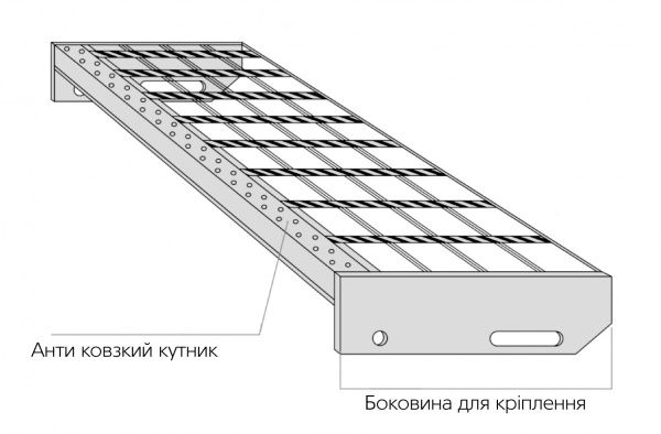 Сходинка оцинкована 1000х270 мм