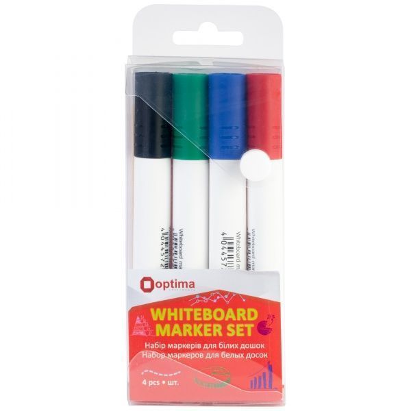 Маркер для белой доски Optima 4 шт./уп. (2 мм) разноцветный 