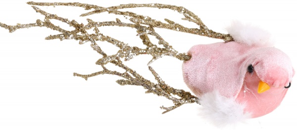 Декоративна новорічна фігура Пташка на кліпсі YZH502220 19х7х5 см 