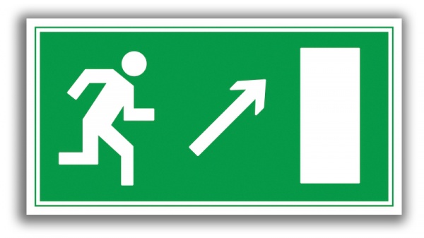 Наклейка Направление к эвакуационному выходу направо вверх 200х100 мм