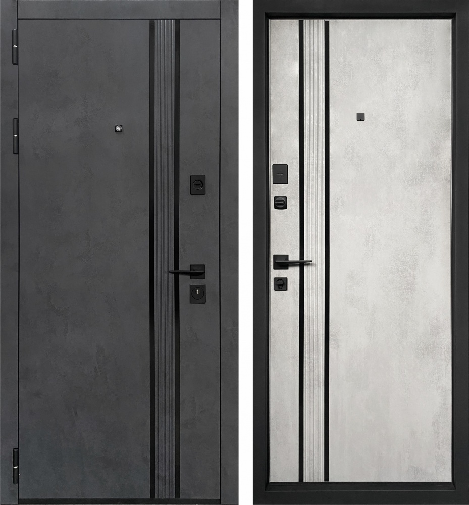 Двері вхідні Міністерство дверей Престиж-3К-550-М (Бетон А./О.С.) бетон антрацит / оксид 2050x960 мм праві