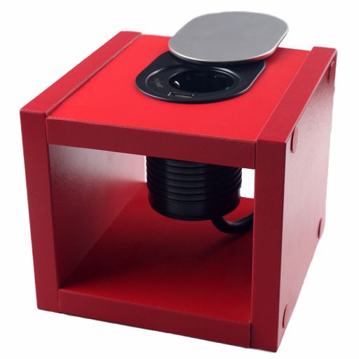 Розетка подвійна із заземленням портативна меблева EH-AR-304 з кришкою срібло EH-AR-304