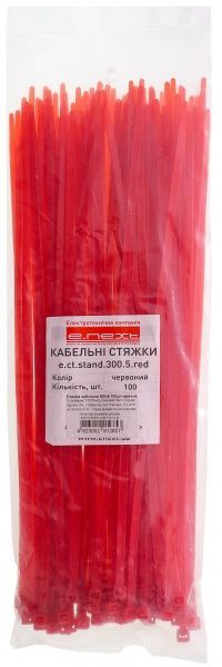Стяжка кабельна E.NEXT e.ct.stand.300.5.red 5х300мм