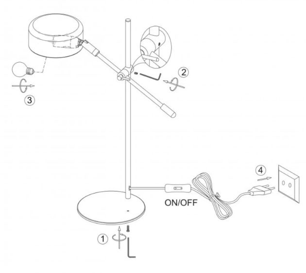 Настольная лампа Miorro Luce 1x40 Вт E14 черный 51-310-001