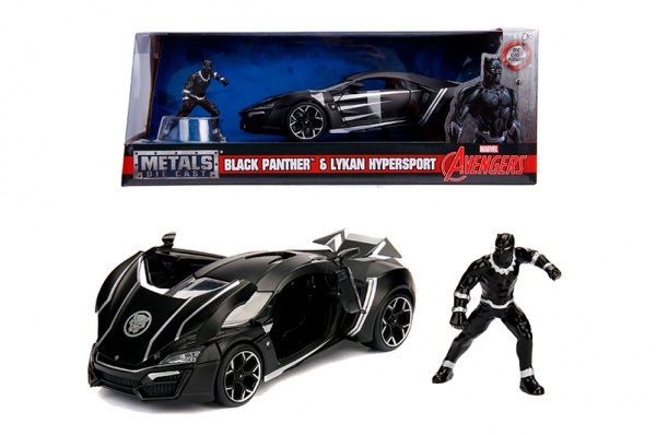 Автомобіль Jada 1:24 «Марвел. Месники» ліканів Гіперспорт з фігуркою Чорної пантери 253225004