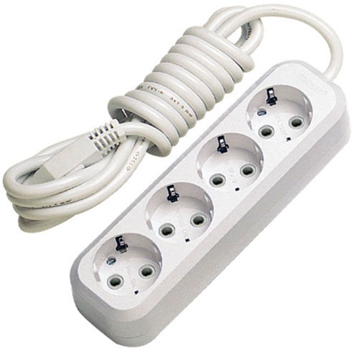 Удлинитель Makel с заземлением 4 гн. белый 2 м MGP153 