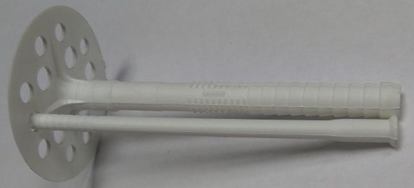 Дюбель фасадный для теплоизоляции 10x160 мм 50 шт. распорный с пластиковым стержнем белый МастерПро