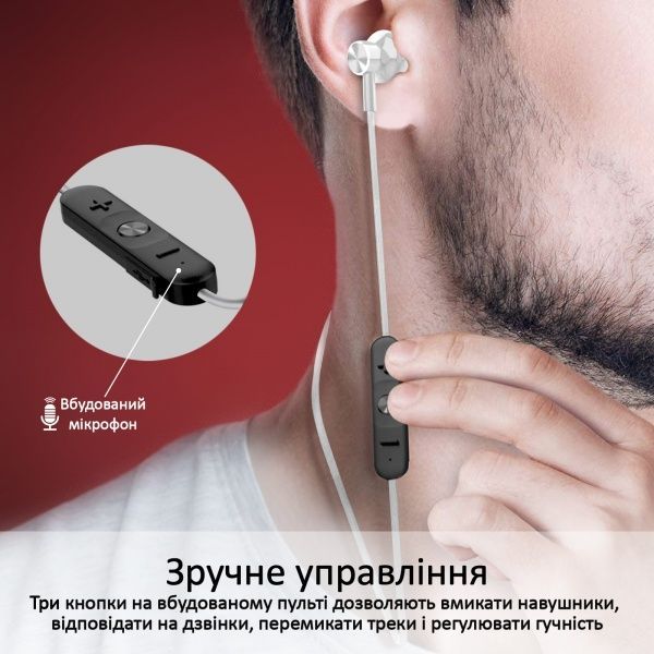 Навушники Promate Bluetooth 5 IPX5 silver (dynamic-x5.silver) 
