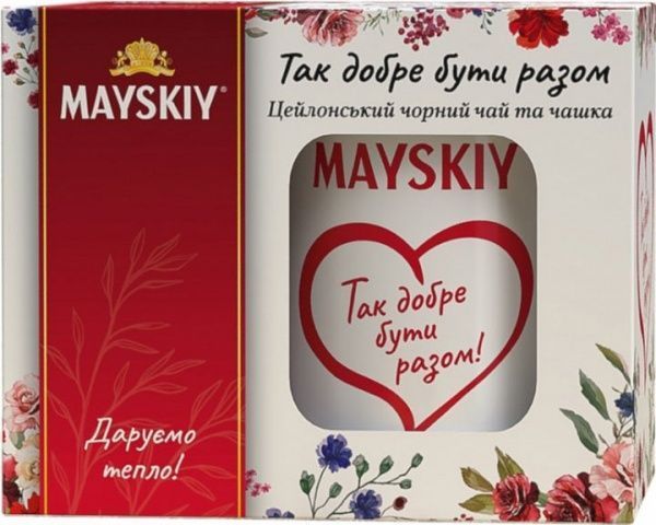 Чай черный Майский Так хорошо быть вместе и чашка 