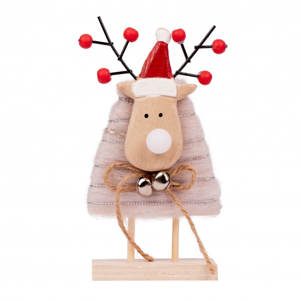 Декоративная новогодняя фигура Novogod'ko Олень кремовый светодиодная (LED) 17 см 