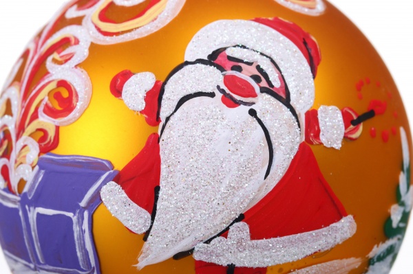 Шар новогодний зимняя сказка ручной работы стеклянный d 80 мм разноцветный