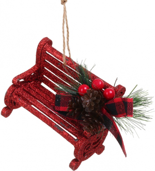 Декоративна підвіска Лавка з декором 11x10 см E09023 червоний