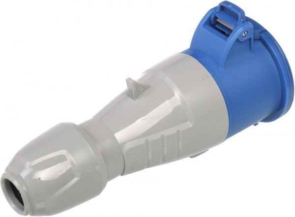 Розетка наружной установки с заземлением Legrand 32A 2К+З 230В IP44 серый с синим 555214