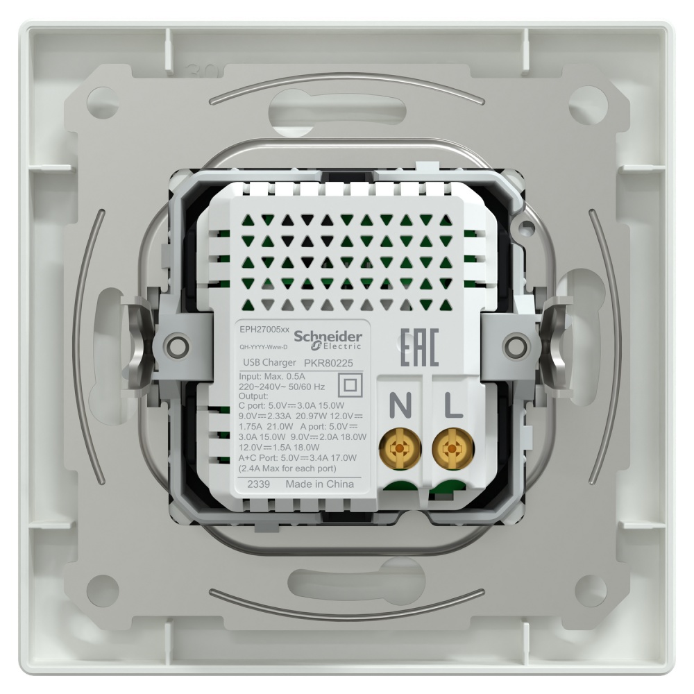 Розетка USB + Type C Schneider Electric Asfora IP20 белый EPH2700521