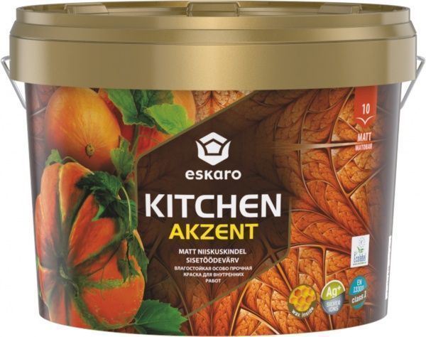 Фарба акрилова Eskaro Akzent Kitchen TR шовковистий мат безкольорова 2.7л