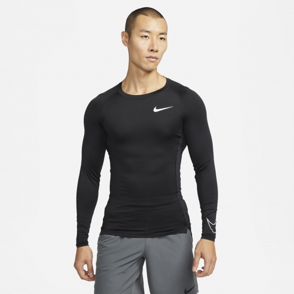 Футболка Nike M NP DF TIGHT TOP LS DD1990-010 р.M черный