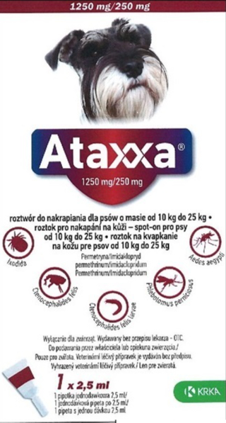 Капли KRKA Ataxxa против блох для собак 166003 2,5 мл