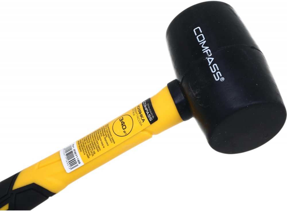 Киянка Compass 340 г черная резина фибергласовая ручка CP-RH0340-BL