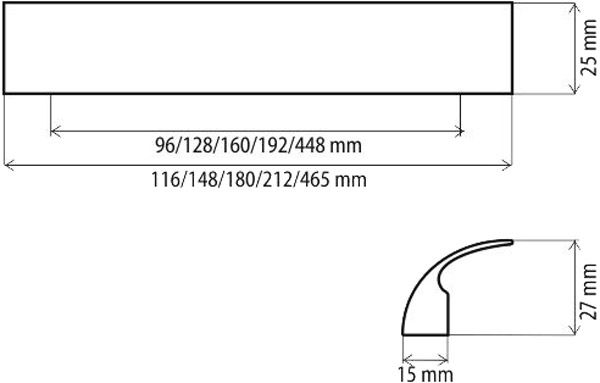 Мебельная ручка UA 01 COO 96 мм алюминий DC