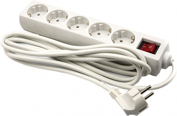 Сетевой фильтр PowerPlant 3 м, 3x1.0 мм², 8А, 5 розеток, евростандарт (JY-1052/3) PPSA08M30S5 