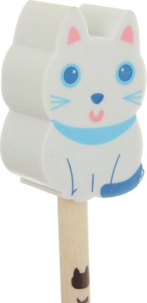 Олівець чорнографітний з гумкою Кіт в коробці в асортименті