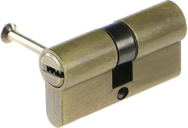 Замок врізний з ручками сувальдний Bruno 55 мм антична латунь без петель