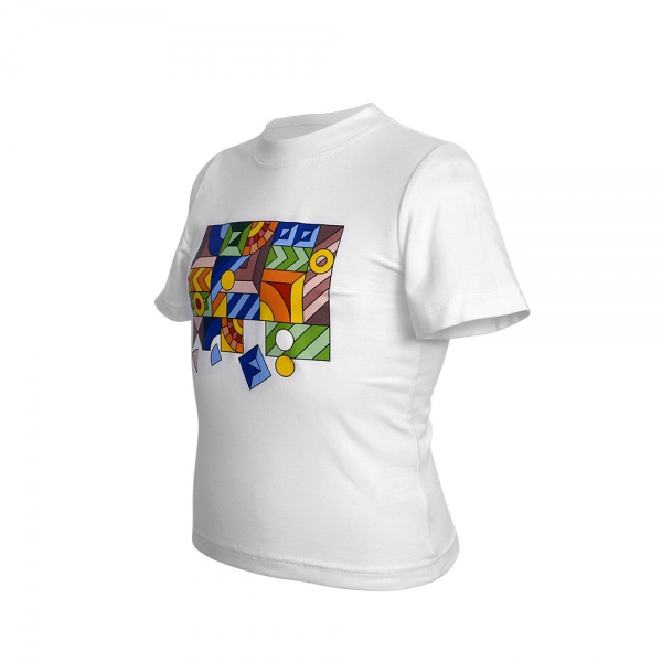Футболка для дівчаток/для хлопчиків WP Merchandise Геометричні фігури р.140 білий FWPKIDTSGF23WT140 