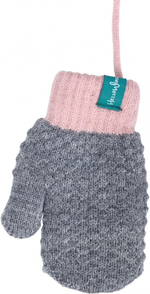 Рукавицы HW для девочек р.10-12 /серо-розовый