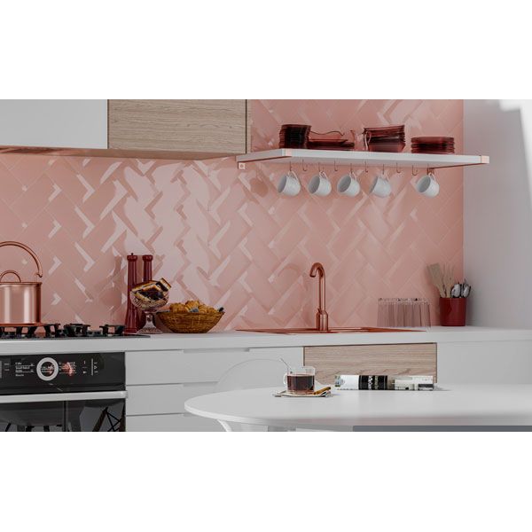 Плитка Golden Tile Metrotiles рожевий 465051 10x20 