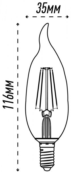 Лампа світлодіодна Hopfen FIL Amber CA35 4 Вт E14 2800 К 220 В жовта 