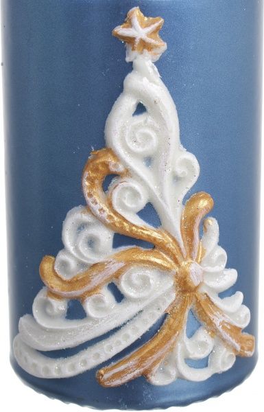 Свічка декоративна Ялинка синя різьба 70х120 мм Pako-If