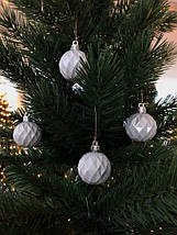 Набір ялинкових куль пластик білі d 40 мм 4 шт./уп.
