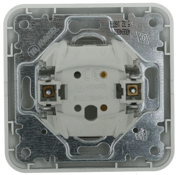 Вимикач одноклавішний Makel Lillium Natural без підсвітки 10 А 250В сріблястий