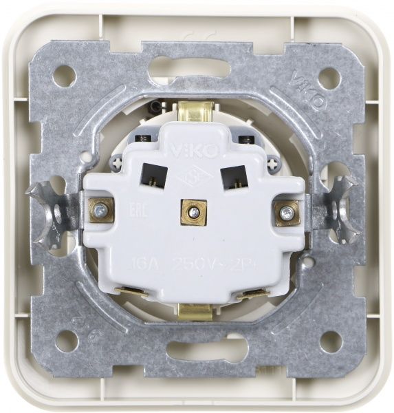 Розетка с заземлением Viko Rollina со шторками с крышкой крем 90421012