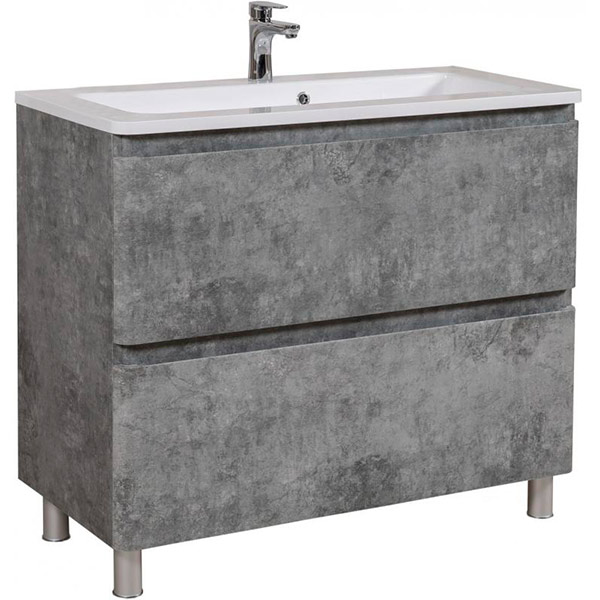 Тумба напольная Aqua Rodos Акцент серый мрамор с умывальником Альфа 100