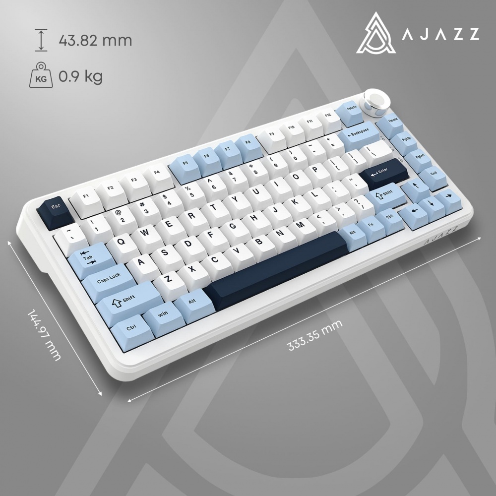 Клавіатура бездротова Ajazz MAX PLUS -Daydream Switch-Blue-White-Dark Blue-3 model-with screen- RGB (AK820MAX-DD-BWD) whi