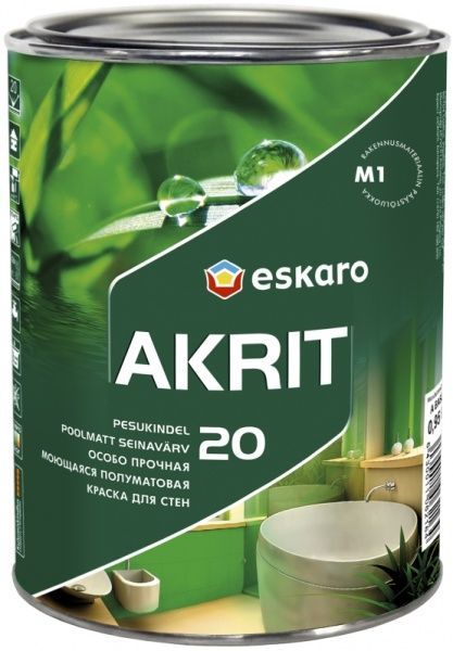 Фарба акрилатна водоемульсійна Eskaro Akrit 20 напівмат білий 0,95л 1,01кг