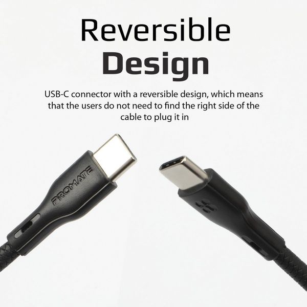 Кабель Promate USB Type-C – USB 1,2 м чорний 