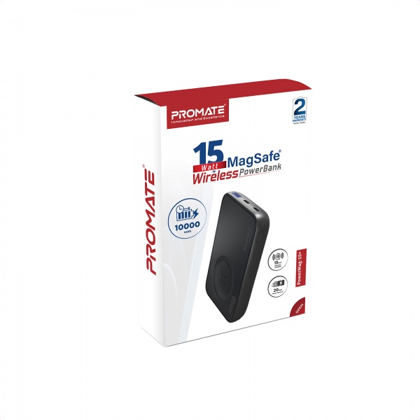 Портативний зарядний пристрій Promate PowerMag-10+ 10 m/Ah black