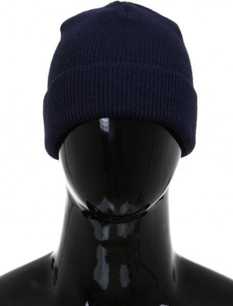 Шапка подвійна з відворотом акрилова темно-синій