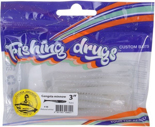 Приманки для ловли рыбы Гангста Минов 76 мм 9 шт. натуральный белый