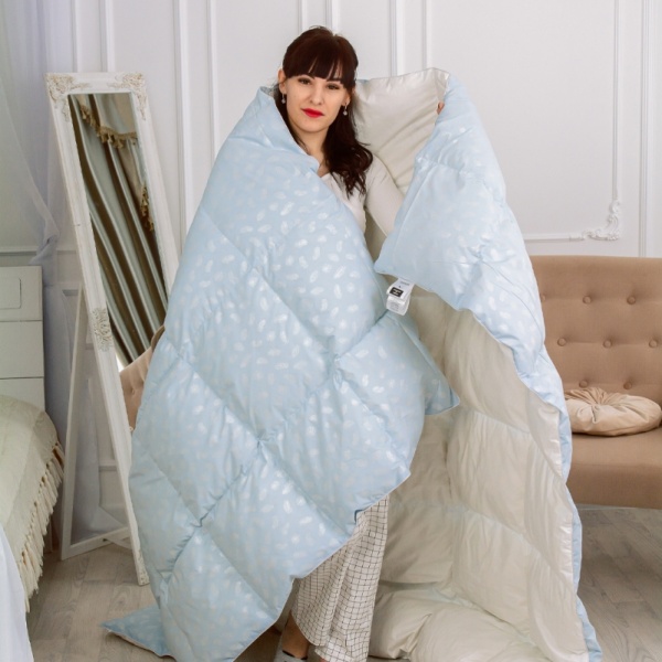 Одеяло пуховое №1855 Bio-Blue 90% пух (зима +) 110x140 см MirSon голубой
