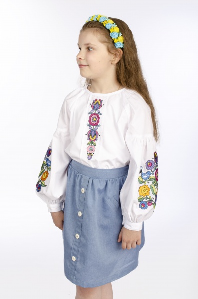 Вышиванка для девочек Эдельвика р.140 белый 50-23/00 