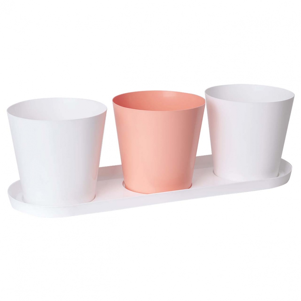 Набір пластик Городик на підвіконні (3 шт.) круглий мікс 1,8 л Алеана (127086)