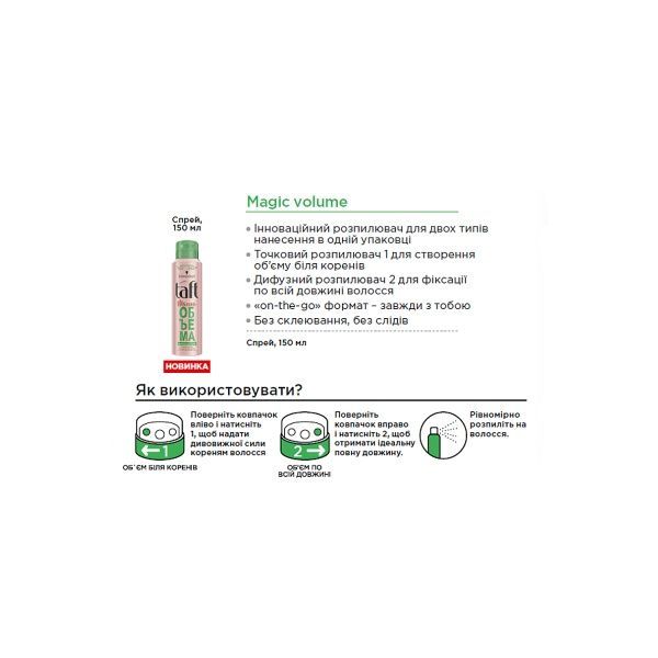 Спрей для волос для волос TAFT Magic Volume 150 мл