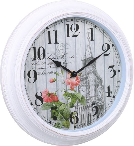 Часы настенные Мост з розами 30 см белый