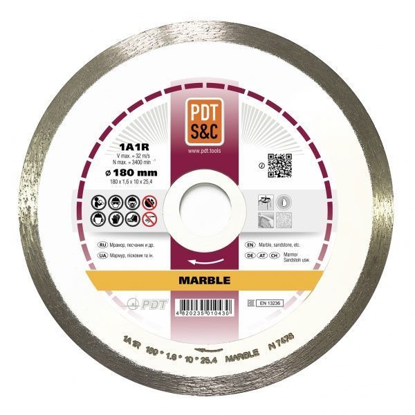 Диск алмазний відрізний PDT 1A1R-180 MARBLE 180x1,6x25,4 мармур, піщаник 820401CMR