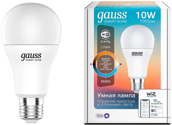 Лампа світлодіодна Gauss WIFI SMART DIM+CCT 10 Вт A60 матова E27 220 В 2700-6500 К 1080112 