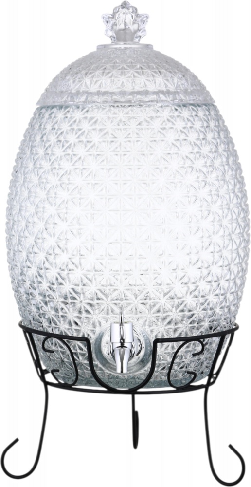 Емкость для напитков Maxmark Рineapple 10 л с крышкой и краном на металлической подставке