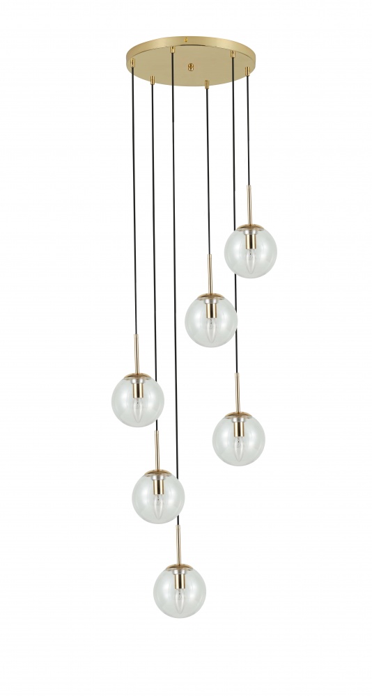 Підвіс Sensio Anje 6x40 Вт E14 золотий/прозорий LS-74657/6P-E1440W